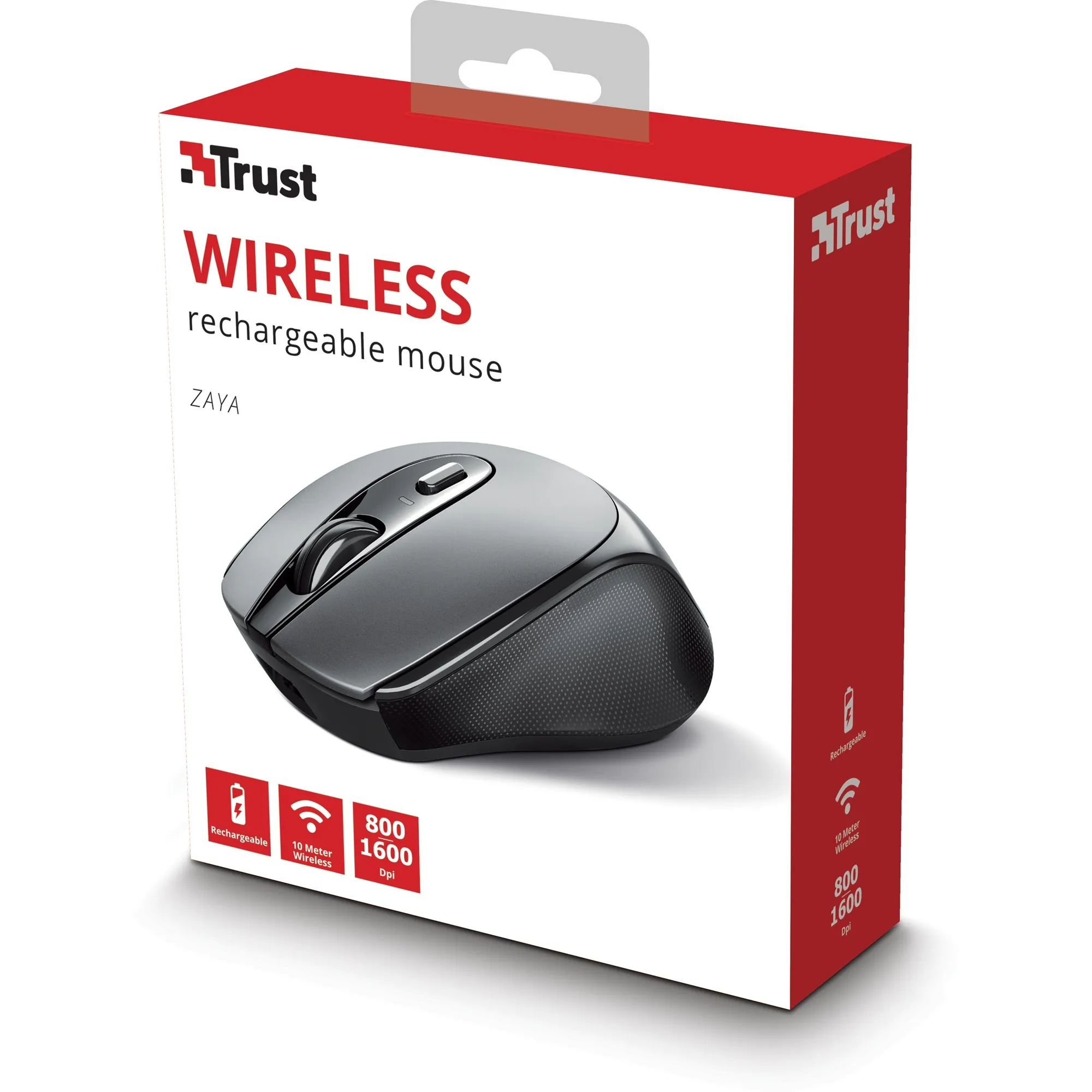 TRUST ZAYA DRAADLOZE OPLAADBARE MUIS (ZWART, 800  1600 DPI)